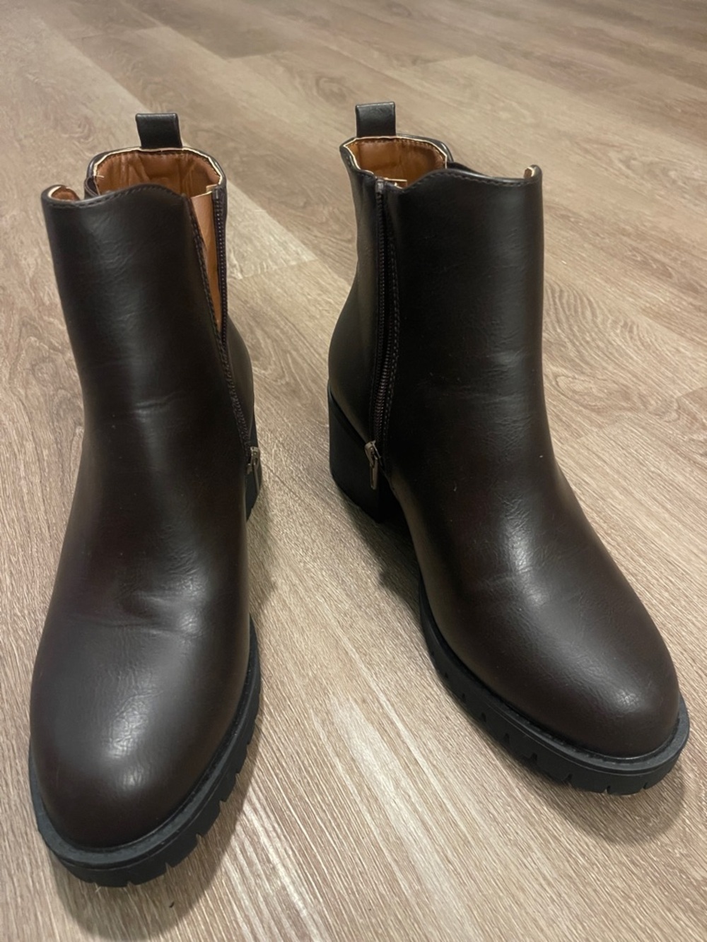 Women’s Dark Brown Leather Ankle Boots - Zipper Side